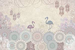 3D Фотообои Artegrafico «Фламинго с восточными мотивами» VS-006 канвас