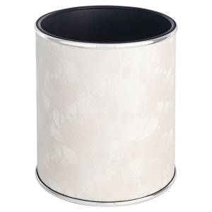 Мусорное ведро Geralis M-NFWH1-S 6л, flower, белое, кант хром, внутренний цвет черный