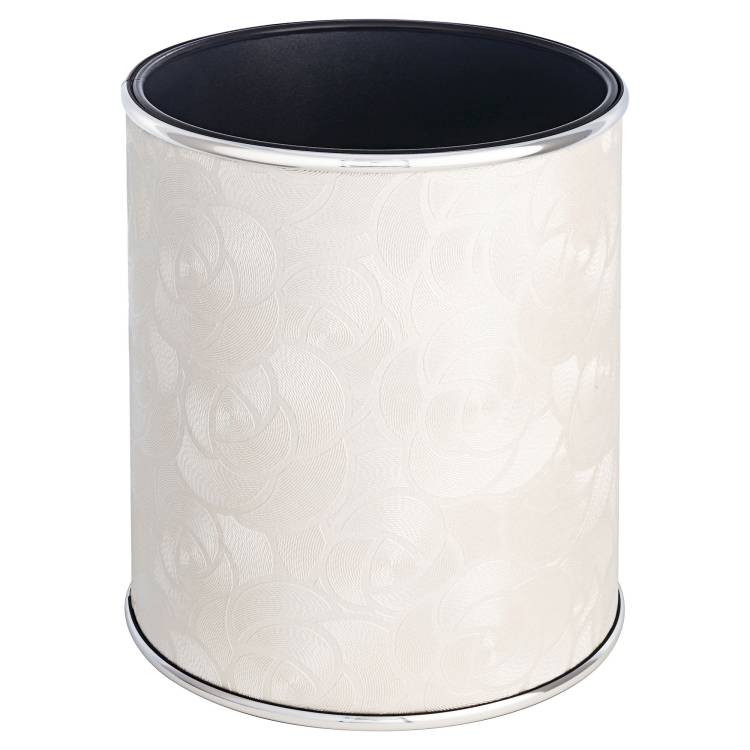 Мусорное ведро Geralis M-NFWH1-S 6л, flower, белое, кант хром, внутренний цвет черный