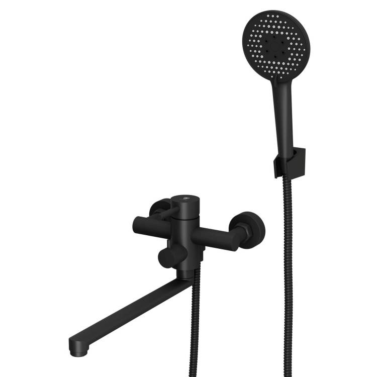 Смеситель для ванны Rush Melos SUS1101-51Black с поворотным изливом, черный