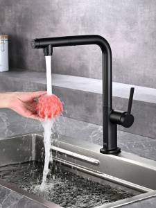 Смеситель для кухни AQUAme Cucina AQM9903MB с выдвижным изливом и подключением к фильтру питьевой воды, черный матовый