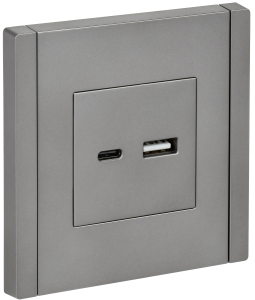 Розетка USB type A+C IEK Forte&Piano FP-U22-D31-K46 сталь
