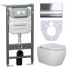 Комплект Унитаз подвесной Ceramica Nova Play CN3001 + Система инсталляции Envision CN1002CH с кнопкой смыва хром и шумоизоляционной панелью CN1000