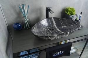 Раковина Gid Creativo Mnc206 54427 глянцевая, под камень, 59x39x13