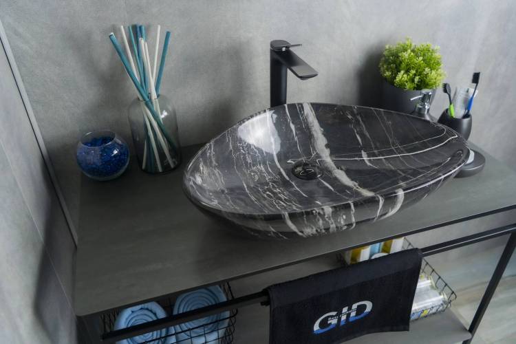 Раковина Gid Creativo Mnc206 54427 глянцевая, под камень, 59x39x13