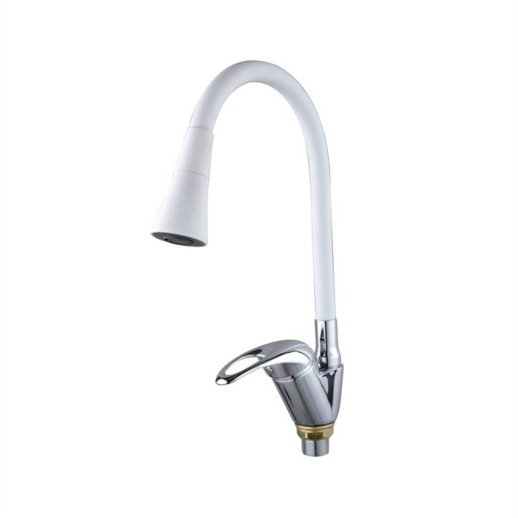 Смеситель для кухни Fashun A4403+A7356 с гибким изливом, хром, белый