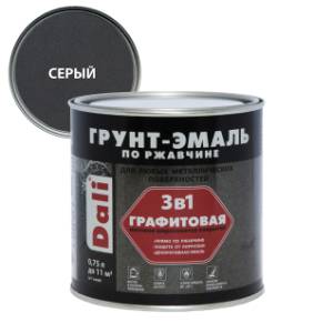 Грунт-эмаль по ржавчине 3 в 1 графитовая алкидная Dali матовая серый 0.75 л