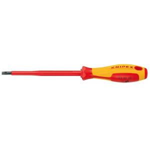 Отвертка KNIPEX SL2.5x0.4 шлицевая VDE, длина лезвия 75 мм, 177 мм, диэлектрическая, 2-компонентная рукоятка