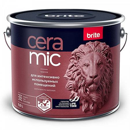 Краска для интенсивно используемых помещений Brite Ceramic шелковисто-матовая база A 9 л