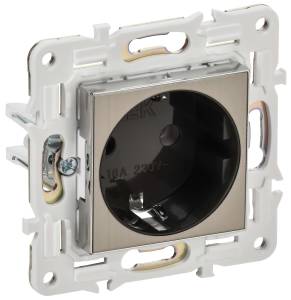 Розетка 1-местная с заземлением IEK Skandy SK-R11-16-K50 никель