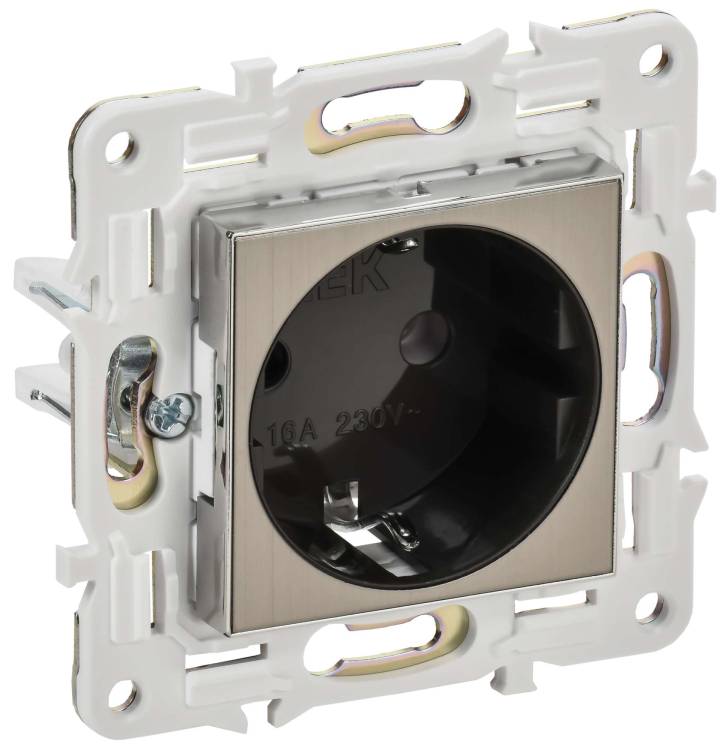 Розетка 1-местная с заземлением IEK Skandy SK-R11-16-K50 никель