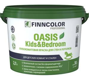 Краска для стен и потолков в сухих помещениях Finncolor Oasis Kids Bedroom глубокоматовая база C 2.7 л