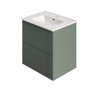 Тумба с раковиной La Fenice Terra Twin Grigio NFNC-01-TER-G-60-2-3-60 серо-зеленая матовая, 60 см