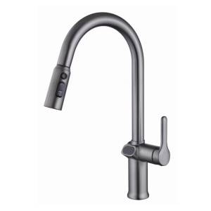 Смеситель для кухни Esko K15GMLED вытяжной, с дисплеем, оружейная сталь