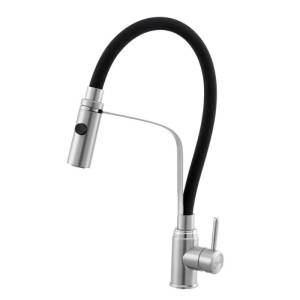 Смеситель для кухни Knotlor Streamline SS-07 с гибким изливом и режимом душ, сатин