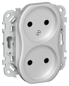 Розетка 2-местная IEK Flite FI-R20-10-K47 алюминий