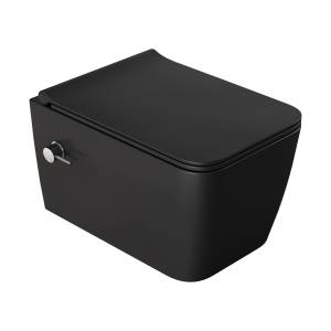 Унитаз подвесной Boheme Zen 967-SET-2-B с функцией биде, с крышкой-сиденьем, черный матовый