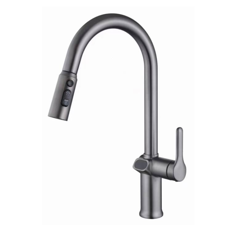 Смеситель для кухни Esko K15GMLED вытяжной, с дисплеем, оружейная сталь