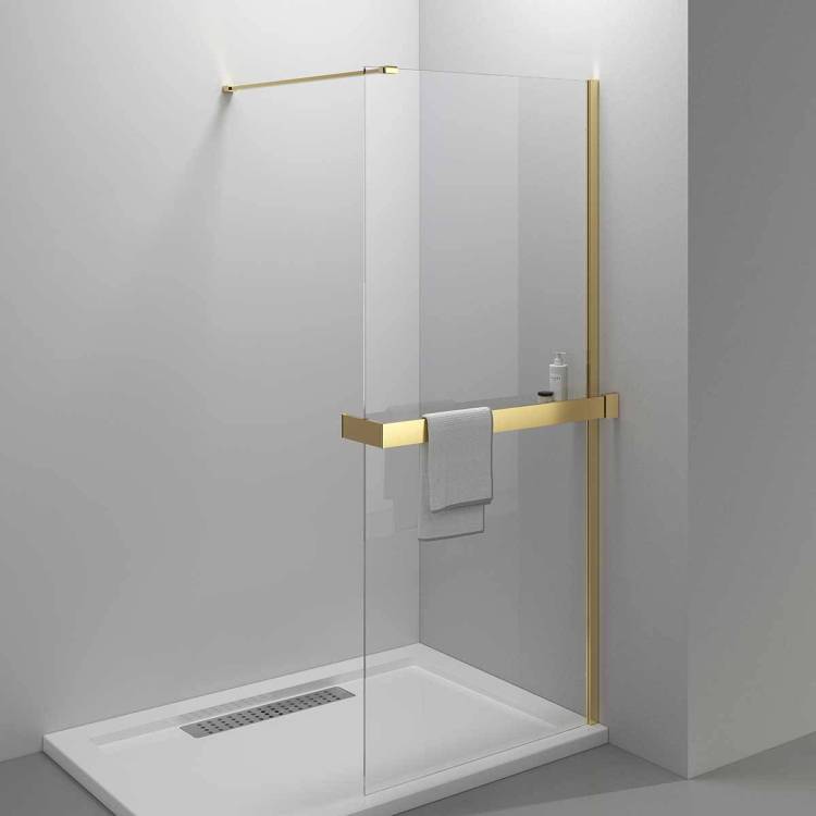 Душевая перегородка Vincea Walk-In HR VSW-4HR800CLG 800x2000, профиль брашированное золото, стекло прозрачное