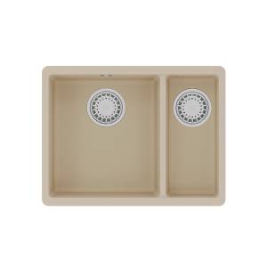 Кухонная мойка Lemark SINARA 550.2-U 9910080 подстольного монтажа с доп.чашей из кварцгранита бежевый