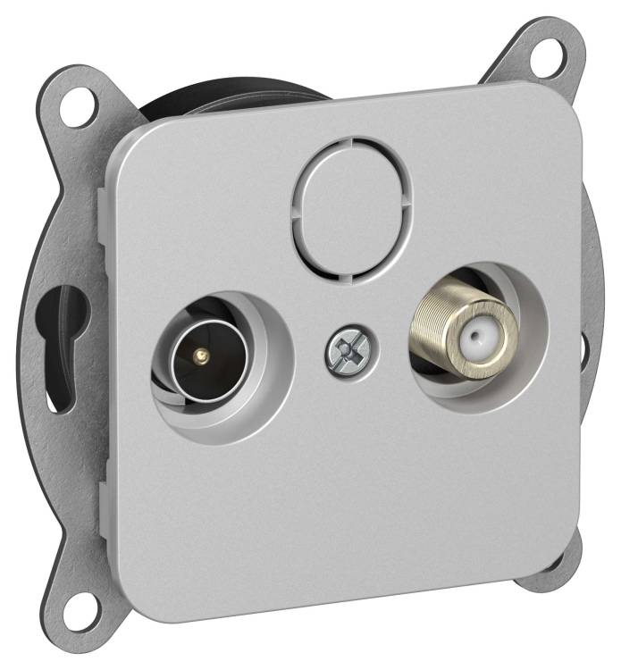 ТВ-розетка TV+SAT проходная IEK Flite FI-AF23-P-K47 алюминий