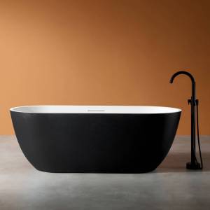 Ванна из искусственного камня Abber Frankfurt AM9941BW 170x75 черно-белая матовая