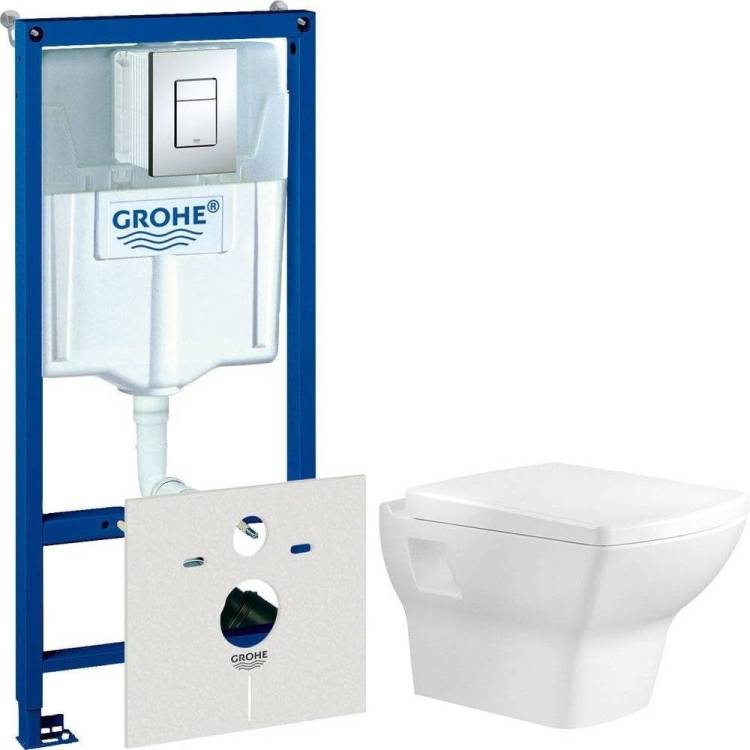 Комплект Унитаз подвесной Bien Dor с биде + Инсталляция Grohe Rapid SL 4 в 1 38775001 с кнопкой смыва