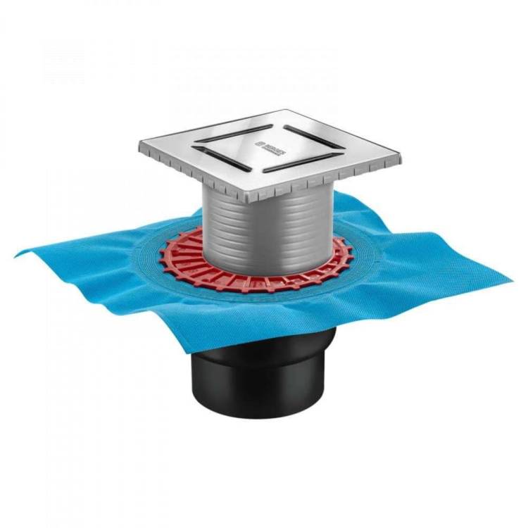 Душевой трап Berges Wasserhaus Zentrum Norma 15x15 S-сифон вертикальный, матовый хром