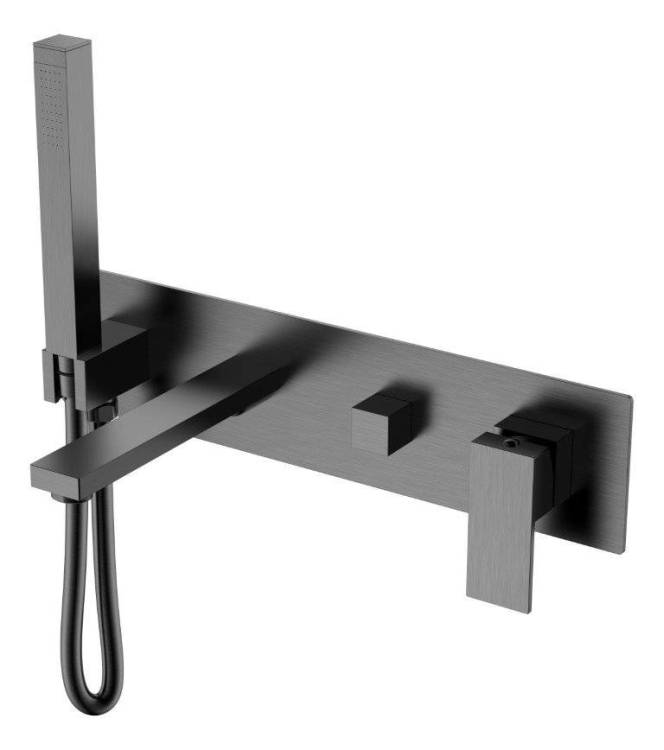 Смеситель для ванны Boheme Qubic 474-2-GM встроенный Gun Metal