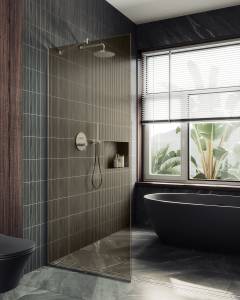 Душевая перегородка MaybahGlass MGD-696-5у 79x195, стекло бронза 8 мм, профиль хром матовый