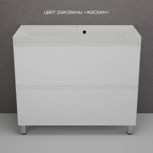 Тумба с раковиной Style line Манхэттен 100 напольная, белая матовая, раковина жасмин
