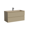 Тумба с раковиной Sancos Folk подвесная, 100x45x52, c двумя ящиками оснащенными доводчиками, Капучино, раковина бежевая