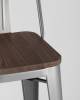 Набор из 6 барных стульев Stool Group Tolix YD-H765E-W YG-15 X6 серебристый матовый, темное дерево, со спинкой фото 5