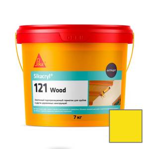 Герметик Sika Sikacryl-121 Wood паропроницаемый акриловый для деревянных конструкций 771909 Желтый Ведро 7 кг