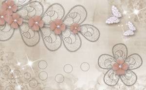 3D Фотообои Artegrafico «Пудровые незабудки с жемчугом» RH-129 песок