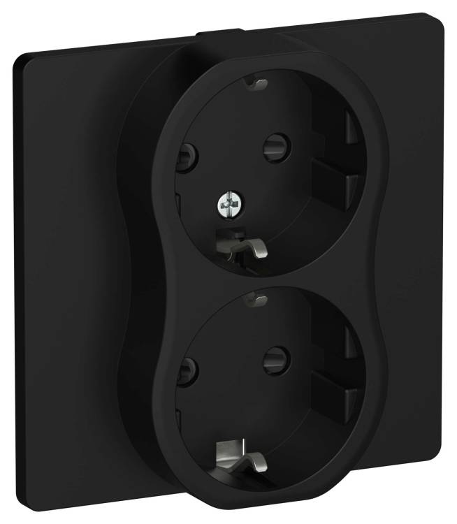 Розетка 2-местная с заземлением и шторками IEK Flite FI-R24C-16-K02 черный