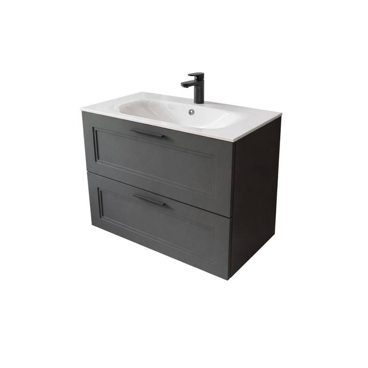 Тумба с раковиной Terminus Classik CLA10802701601O графит , 80x62