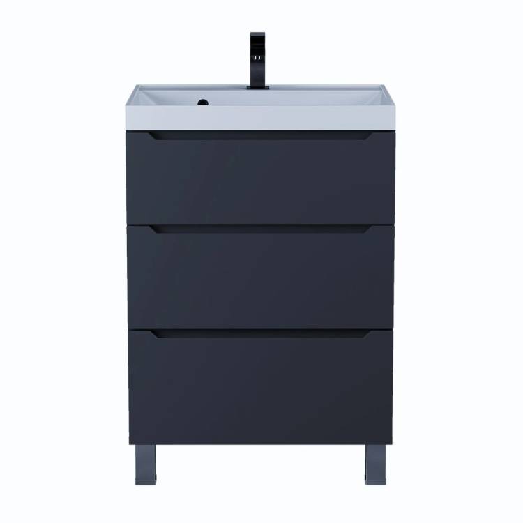 Тумба с раковиной Uperwood Tanos напольная, 3 ящика, черная, 60 см