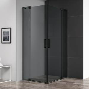 Душевой уголок Cezares Slider AH 2 80/90-100/110 Grigio Nero профиль черный, стекло серое