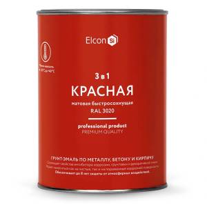 Грунт-эмаль по ржавчине 3 в 1 Elcon матовая красная 0.8 кг