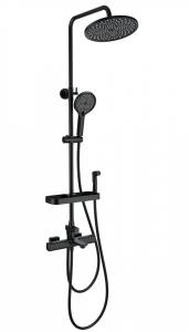 Душевая стойка Wonzon & Woghand WW-C3011-A1-MB с гигиеническим душем и термостатом, черный