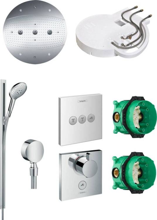 Душевой комплект Hansgrohe Raindance Rainmaker 600 (3 jet) 26117000 + 26626000 + 27506000 + 15761000 + 15764000