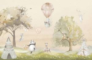 3D Фотообои Artegrafico «Животные на пикнике» NKID-018 акварель