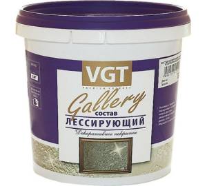 Состав полупрозрачный для декоративных штукатурок VGT GALLERY ЛЕССИРУЮЩИЙ жемчуг 0.9 кг