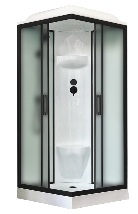 Душевая кабина Royal Bath НР RB80HP6-WC-BL профиль черный, стекло матовое, 80x80x217