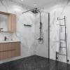 Душевая перегородка Niagara Eco NG-551-90BLACK профиль черный матовый, стекло прозрачное, 90x190 фото 2