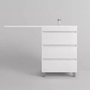 Тумба с раковиной Style Line Даллас Леон 120 напольная, правая 3 ящика, Люкс белая, Plus