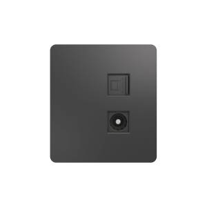 ТВ-розетка+Ethernet RJ45 Kranz Round KR-78-0722-2 титан
