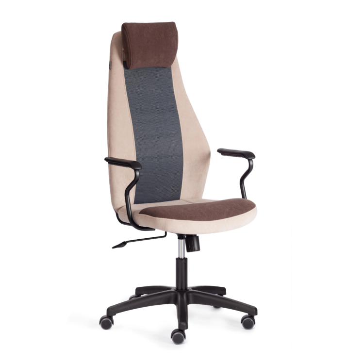 Кресло компьютерное Tetchair Aviator 21647 флок, ткань, коричневый, бежевый, серый