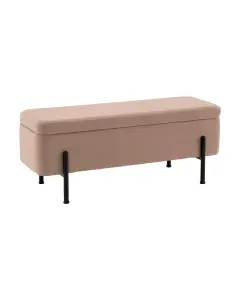 Банкетка-сундук Stool Group Болейн 20A544VF-BL-MOMO-03 с ящиком, велюр бежевый, черные ножки 110x42